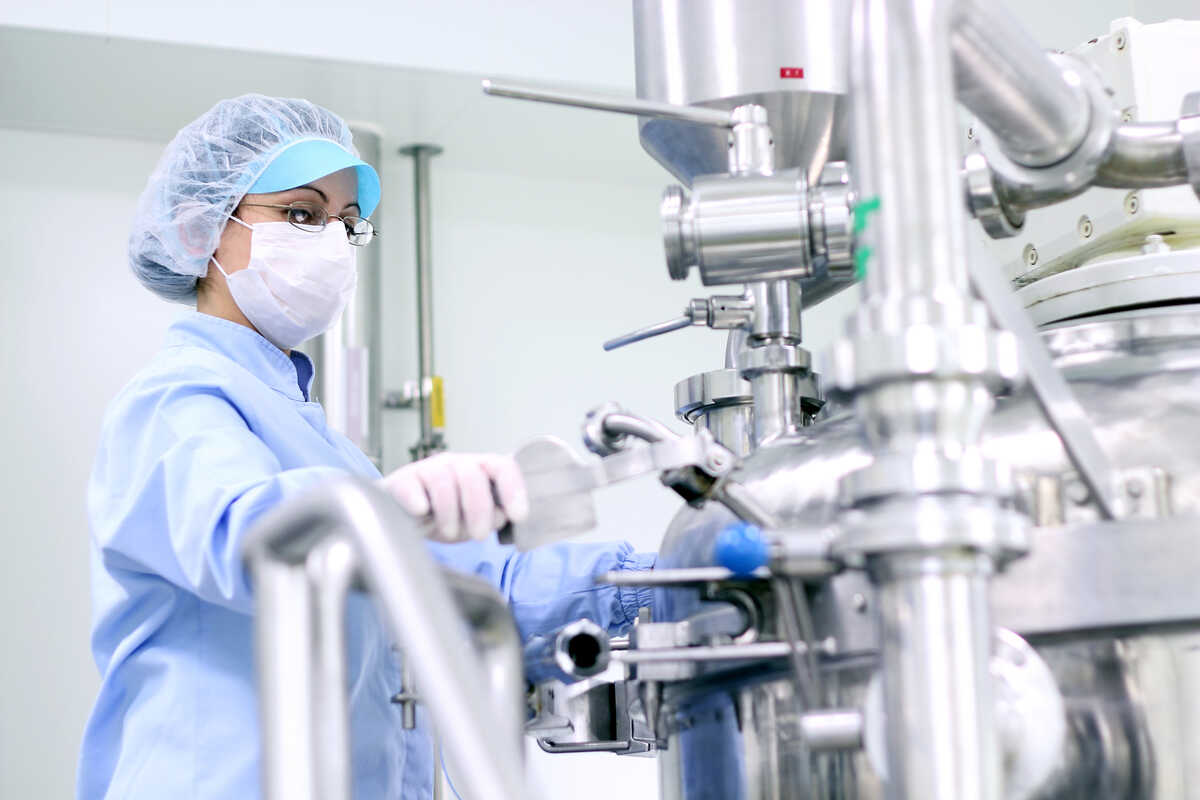 Pharmaceutical worker at manufacturing facility